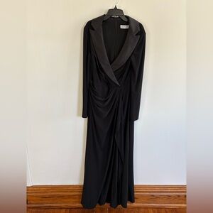 Sophisticated Black Tuxedo Long Sleeve Gown